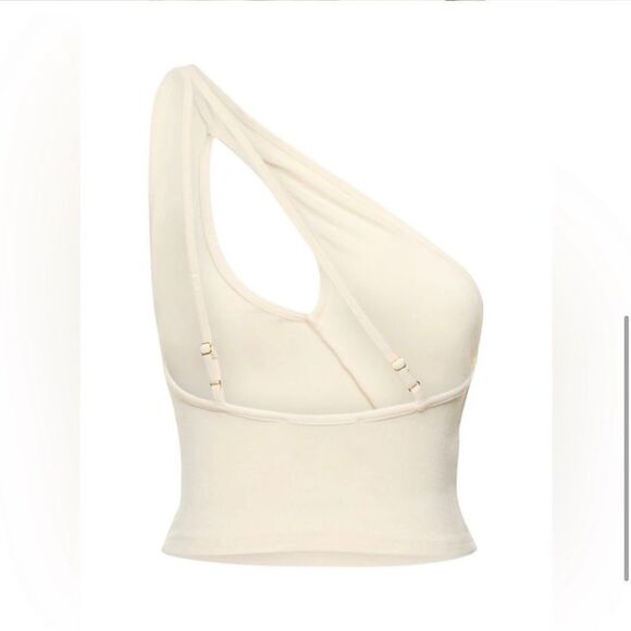 WeWoreWhat NWT One Shoulder Cutout Jersey Tank in Cream Size Small - Picture 2 of 10